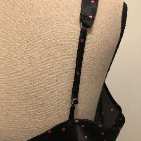 Mercer &  Madison camisole polka dot black and pink adjustable straps SZ L - Picture 7 of 7